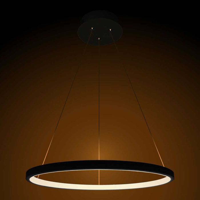 Lustre Pendente Anel LED 20W 1 Arco 40cm QPD1300-PT St459- Preto