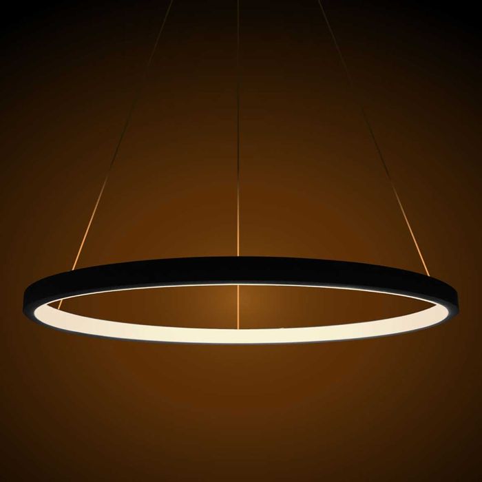 Lustre Pendente Anel LED 20W 1 Arco 40cm QPD1300-PT St459- Preto