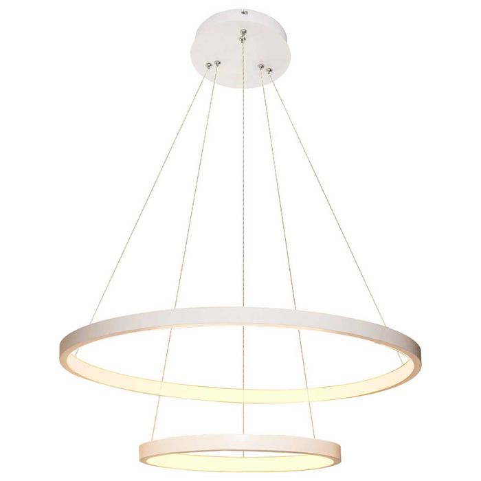 Lustre Pendente Anel LED 40W 2 Arcos 50cm QPD1301-BR St549 - Branco