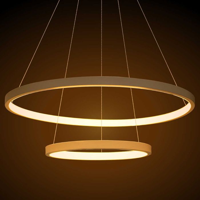 Lustre Pendente Anel LED 40W 2 Arcos 50cm QPD1301-BR St549 - Branco