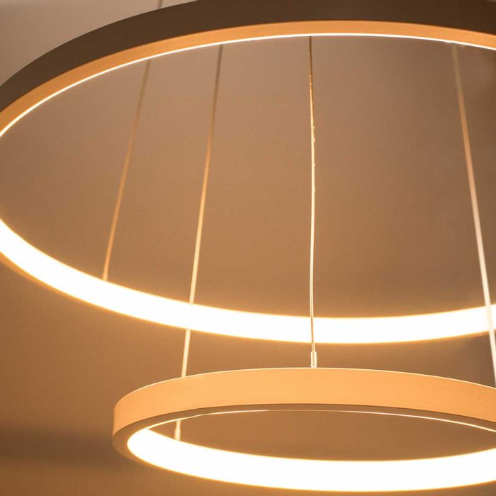 Lustre Pendente Anel LED 40W 2 Arcos 50cm QPD1301-BR St549 - Branco