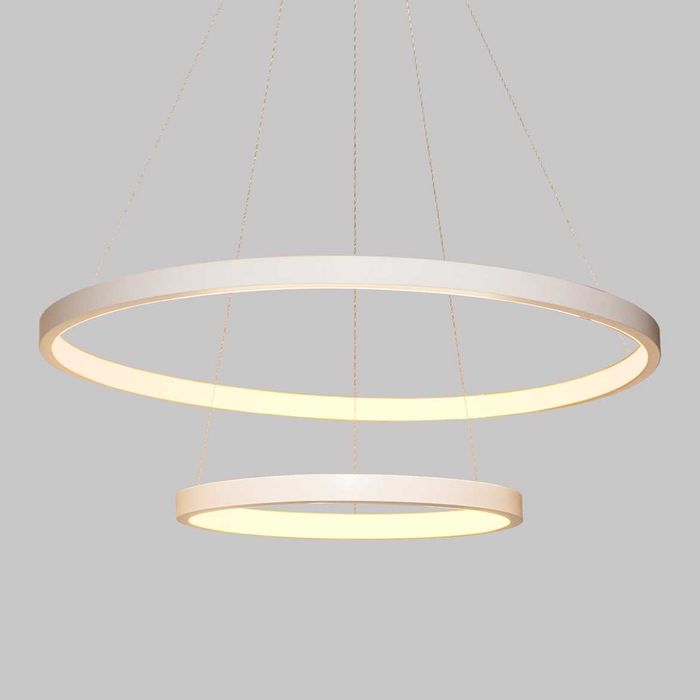 Lustre Pendente Anel LED 40W 2 Arcos 50cm QPD1301-BR St549 - Branco