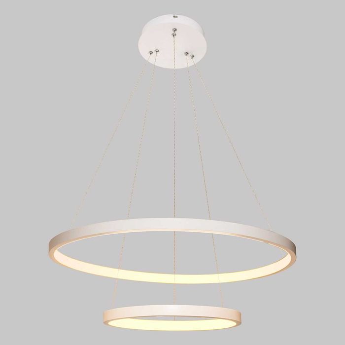 Lustre Pendente Anel LED 40W 2 Arcos 50cm QPD1301-BR St549 - Branco