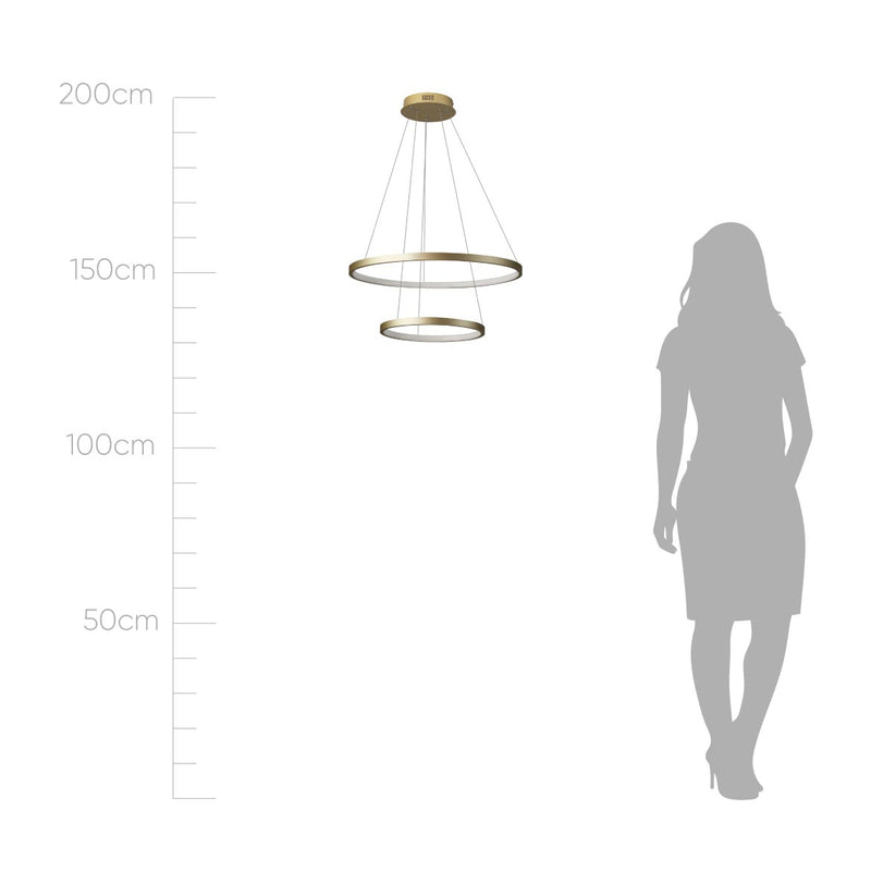 Lustre Pendente Anel LED 40W 2 Arcos 50cm QPD1301-DO St549 - Dourado