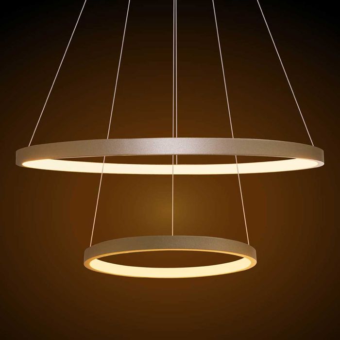 Lustre Pendente Anel LED 40W 2 Arcos 50cm QPD1301-DO St549 - Dourado