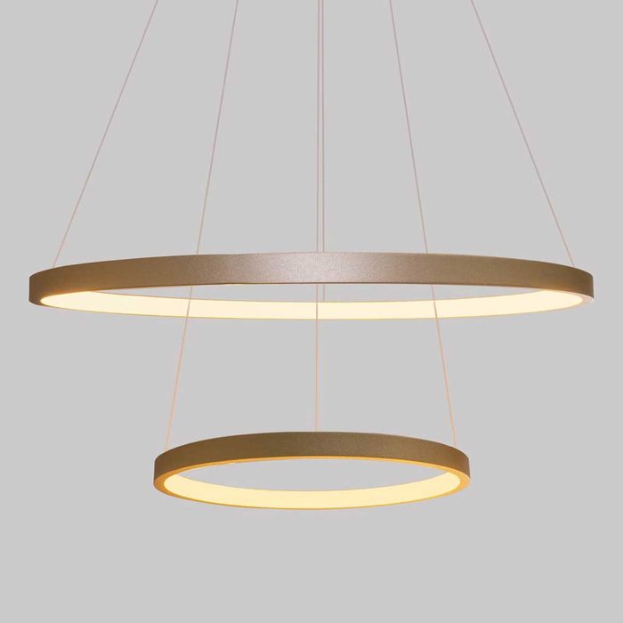 Lustre Pendente Anel LED 40W 2 Arcos 50cm QPD1301-DO St549 - Dourado