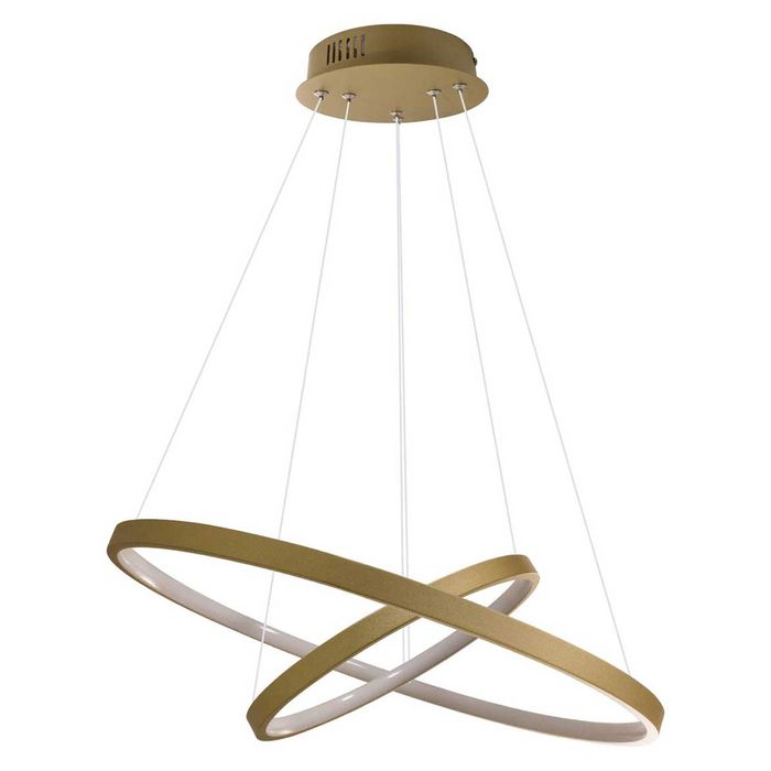 Lustre Pendente Anel LED 40W 2 Arcos 50cm QPD1301-DO St549 - Dourado