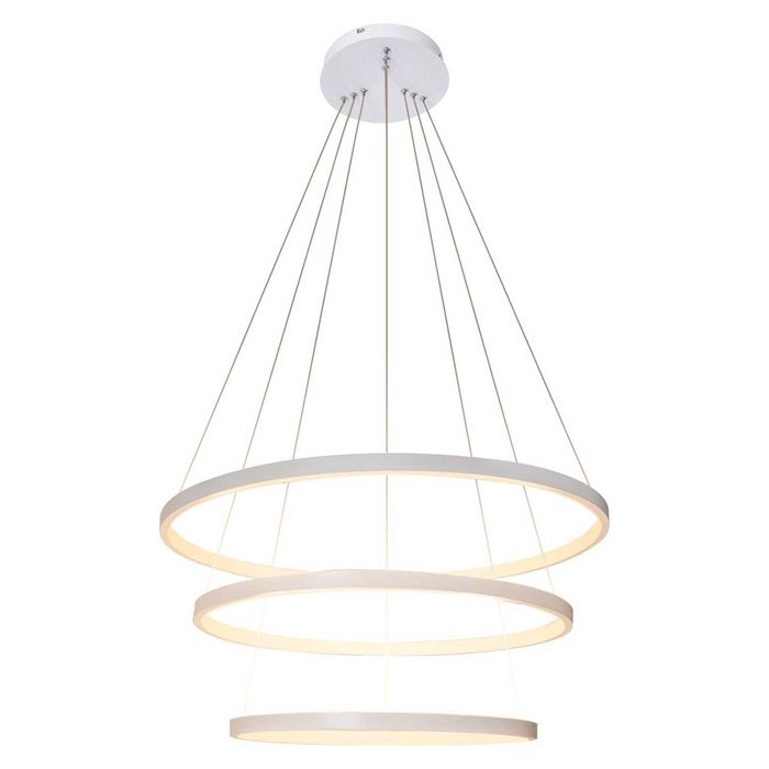 Lustre Pendente Anel LED 89W 3 Arcos 60cm QPD1303-BR St517 - Branco