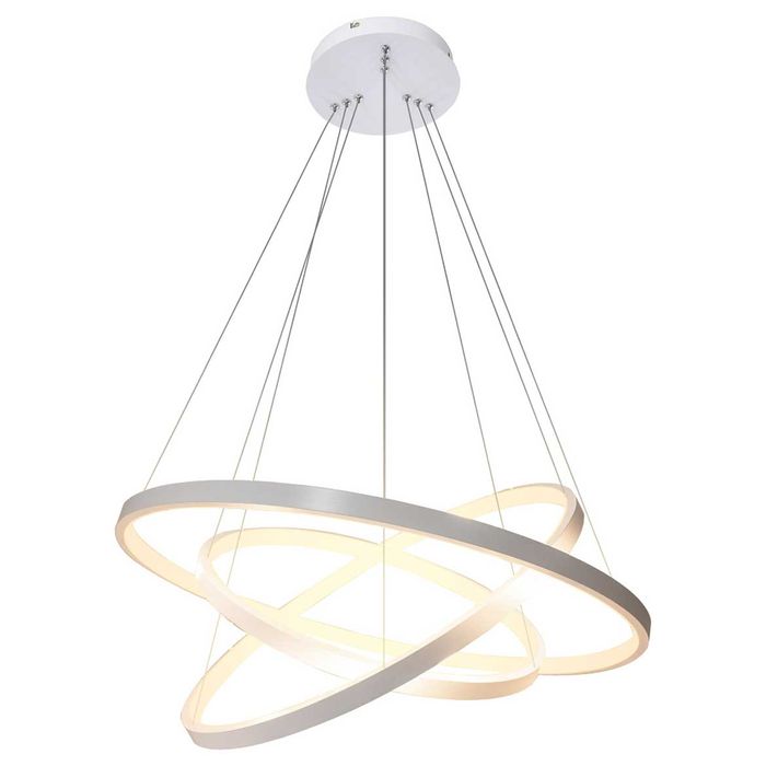 Lustre Pendente Anel LED 89W 3 Arcos 60cm QPD1303-BR St517 - Branco