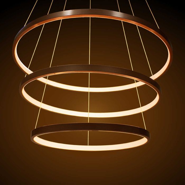 Lustre Pendente Anel LED 89W 3 Arcos 60cm QPD1303-CO St517 - Cobre