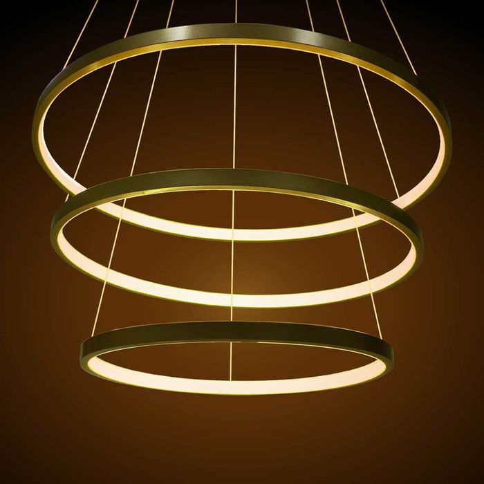 Lustre Pendente Anel LED 89W 3 Arcos 60cm Dourado QPD1303-DO ST517