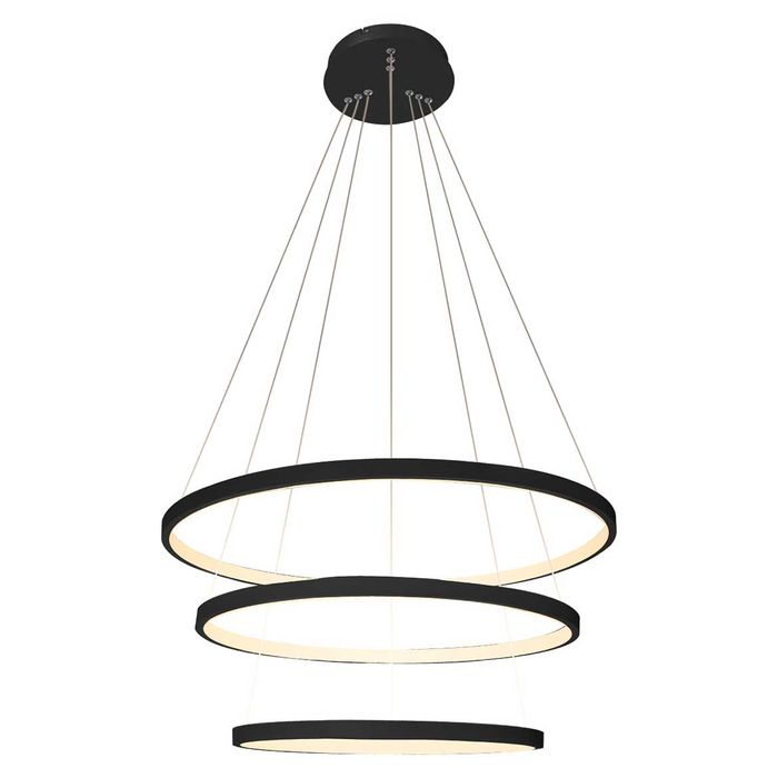 Lustre Pendente Anel LED 89W 3 Arcos 60cm QPD1303-PT St517 - Preto