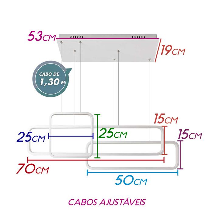 Pendente Recto LED 70W Quality QPD1446BR ST1930