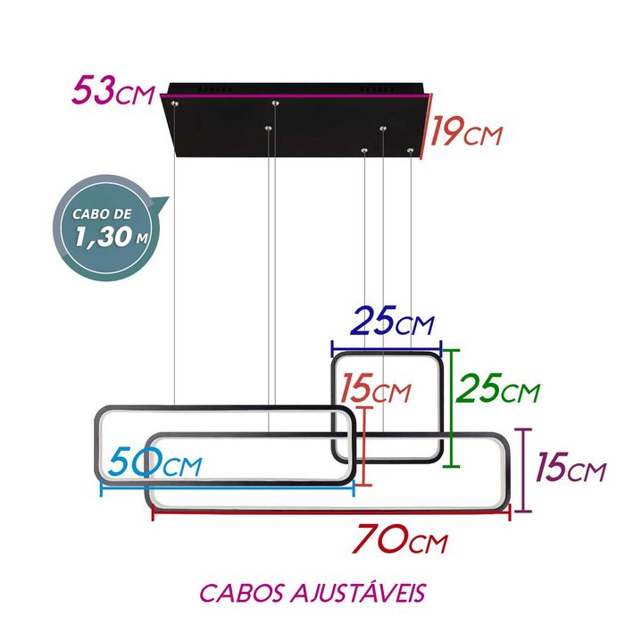 Pendente Recto LED 70W Quality QPD1446PT ST1930