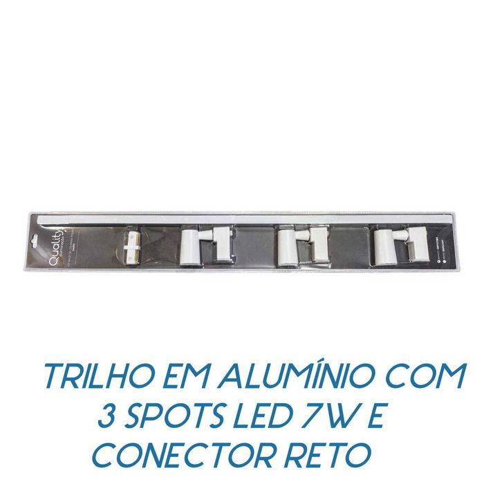 Kit 1 Trilho Eletrificado + 3 Spots Led 7w + Conector QSP1373 St1866 - Branco