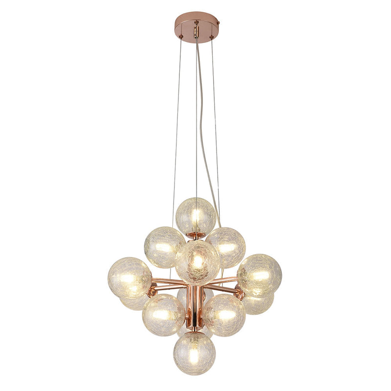 Pendente Vinha Cobre e Transparente (d)45cm (a)45cm  14xg9 98w - QT001E - Bella Iluminação