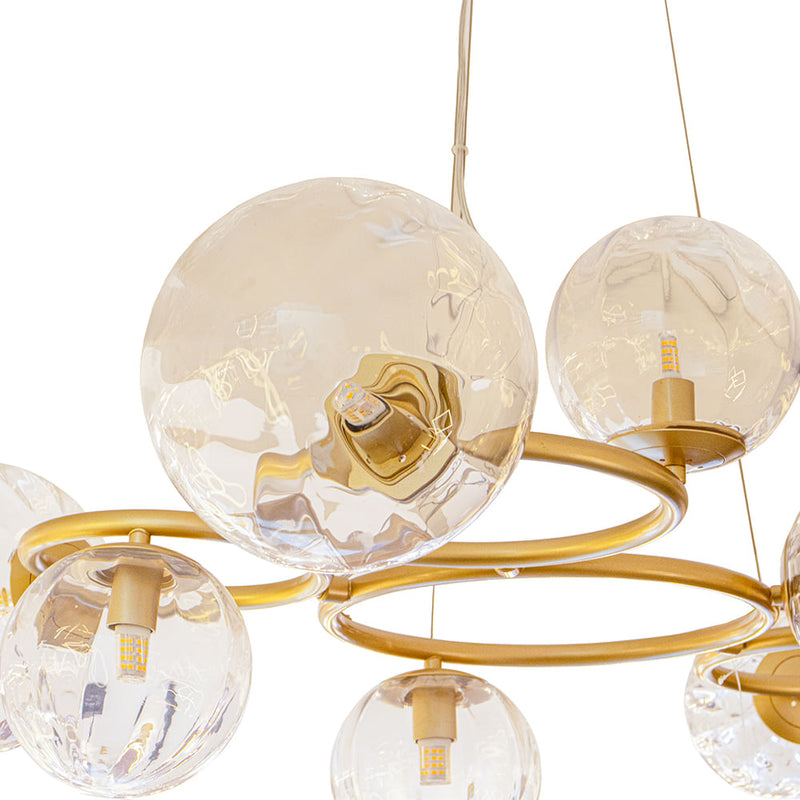 Pendente Oxala Dourado E Transparente (C)110Cm (L)86Cm (A)39Cm  9Xg9 225W - RE010L - Bella Iluminação