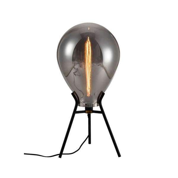 Base Para Abajur Caju Preto e Cromado (d)30cm (a)58cm  1xe27 40w - RZ003 - Bella Iluminação