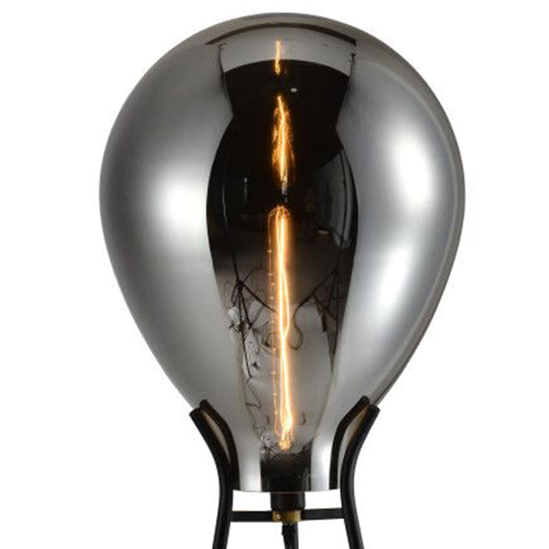 Coluna Caju Preto e Cromado (d)40cm (a)154cm  1xe27 40w - RZ004 - Bella Iluminação