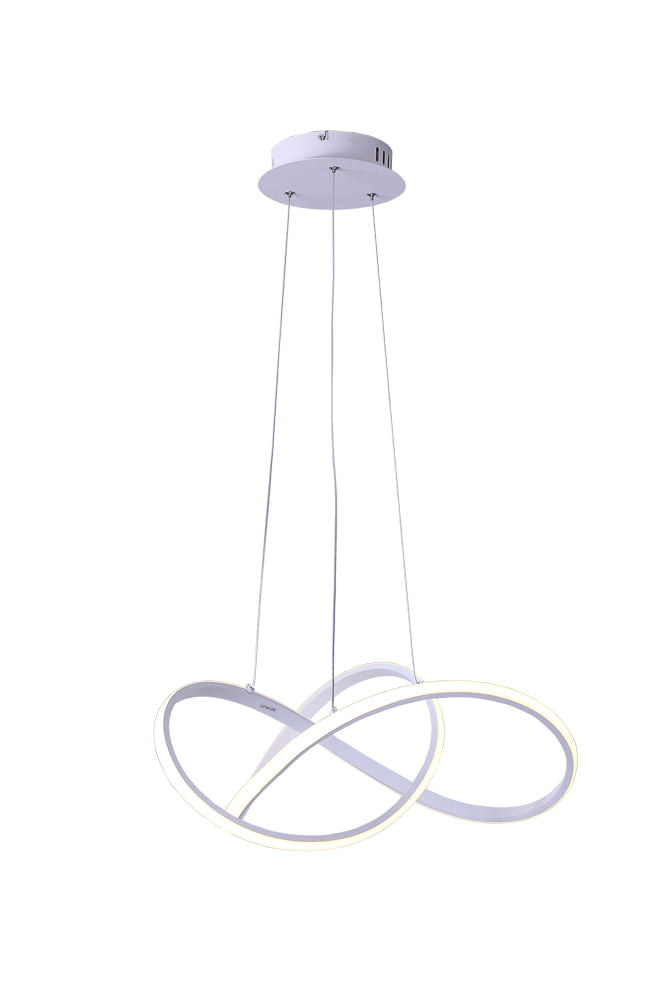 Pendente Fluire Branco  (c)58cm (l)55cm (a)24cm  1x30w 3000k 1500lm - SB001W - Bella Iluminação