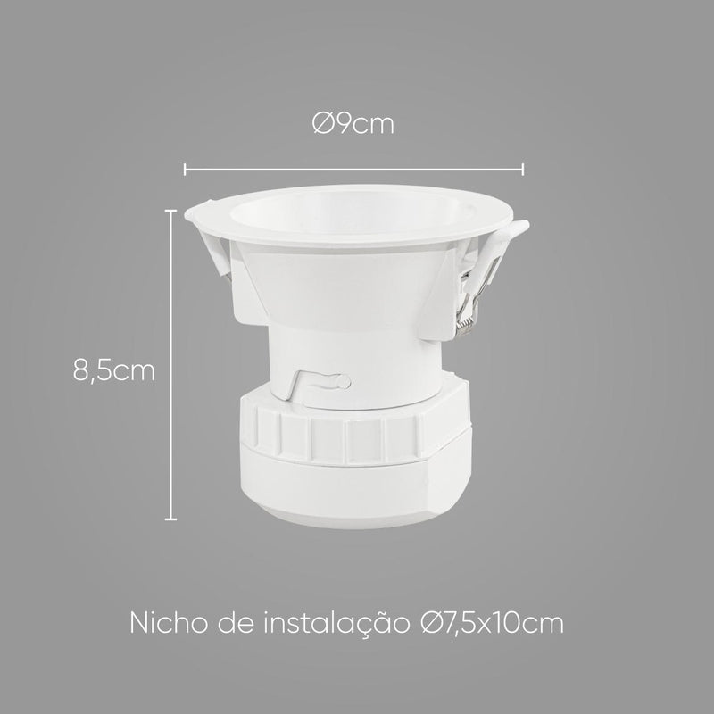 Spot Redondo Embutir LED 8W Branco Quente Downlight SE 360.2234 ST2733