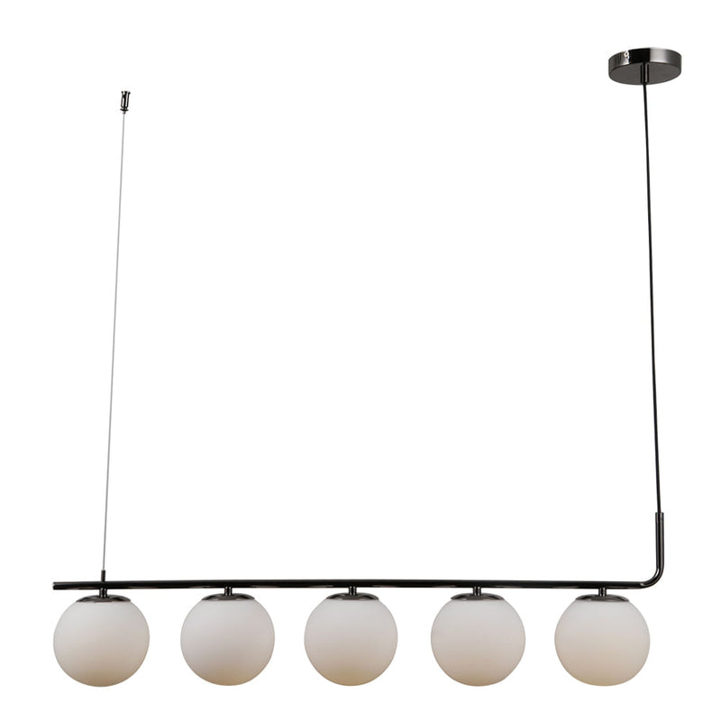 Pendente Petit Poa Cromo Negro e Branco (c)98cm (l)15cm (a)28cm  5xe27 Bolinha 25w - SQ002B - Bella Iluminação