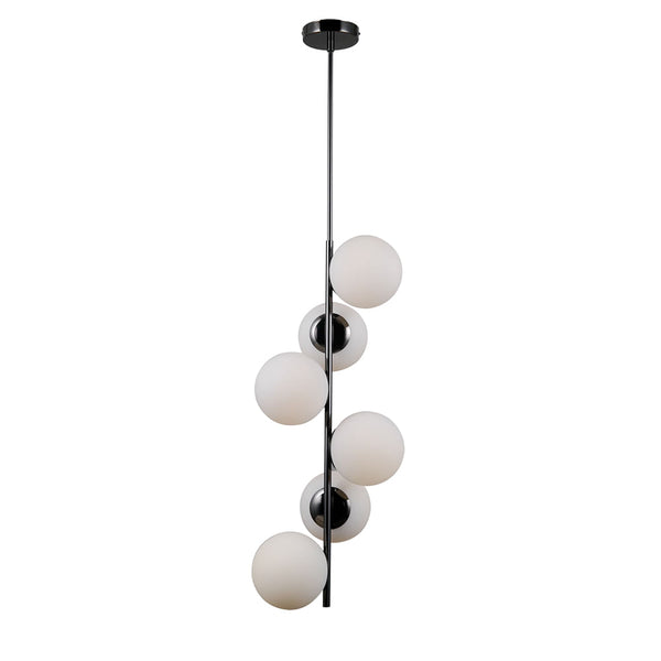 Pendente Petit Poa Cromo Negro e Branco (d)31cm (a)140cm  6xe27 Bolinha 30w - SQ004B - Bella Iluminação