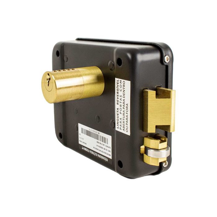 Fechadura elétrica de sobrepor FX2000 preta cilindro ajustável Intelbras ST1452