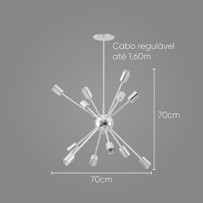 Pendente Sputnik Atom para 12 lâmpadas E27 Cromado PD-4965/12-CB ST598