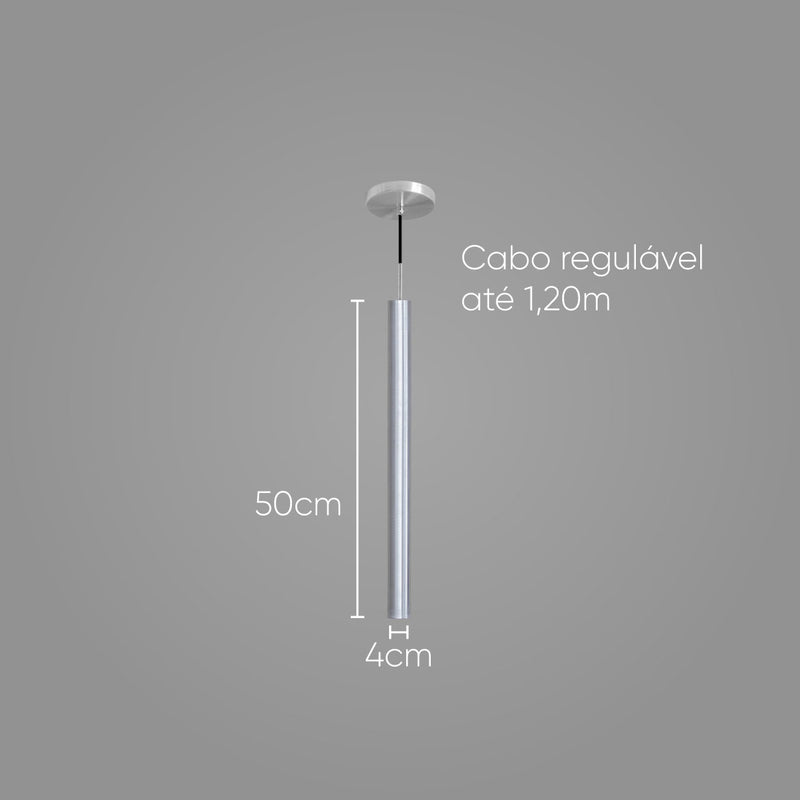 Pendente Tubo Cilindro em Alumínio Escovado para LED MR11 ST642