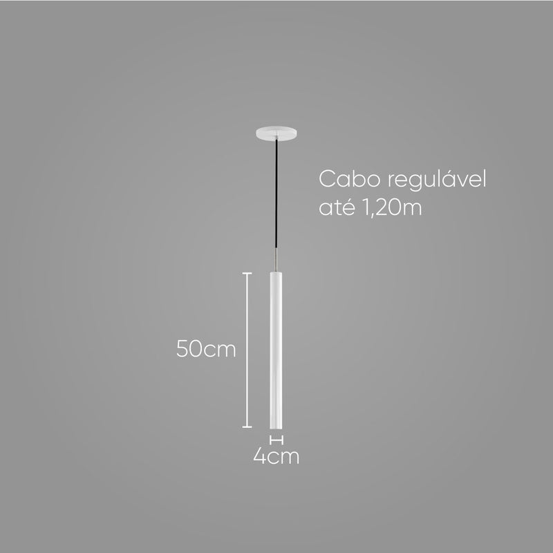 Pendente Tubo Cilindro Branco em Alumínio para LED MR11 ST642