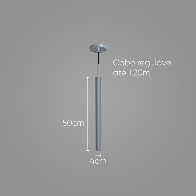 Pendente Tubo Cilindro Cinza em Alumínio para LED MR11 ST642