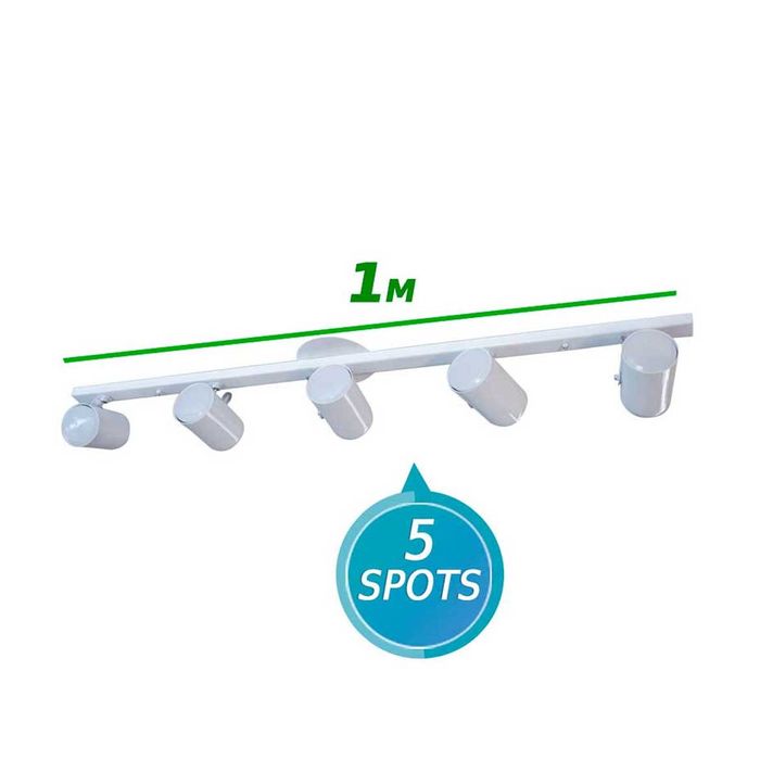 Trilho 1 Metro 5 Spots Orientável P/ E27 Bulbo Par20 Branco 3000/5 St959