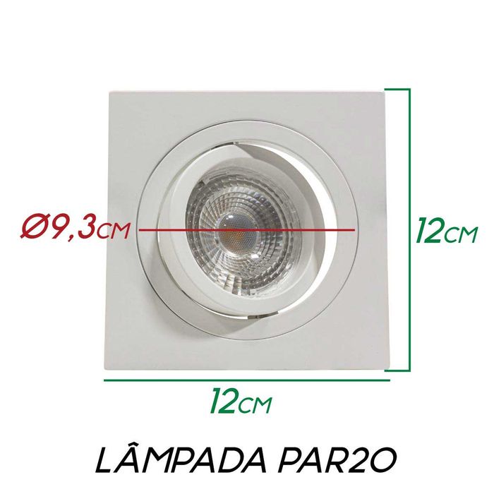 Spot Ecco Quadrado Rente Embutir P/ Par20 NS5201B St1840-Bella Iluminação-Starlumen