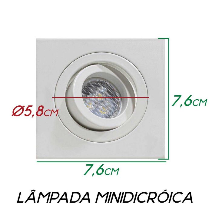 Spot Orientável Quadrado Rente Embutir P/minidicroica NS5101B St1831-Bella Iluminação-Starlumen