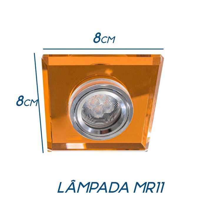 Spot Quadrado Espelho Âmbar Embutir P/ Mini Dicroica RG005B-AB St1859