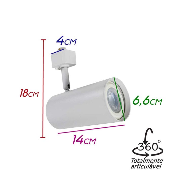 Spot Titan Alumínio Branco para Trilho Eletrificado ZTL019-WH Starlux para Par20 ST2298-Starlux-Starlumen