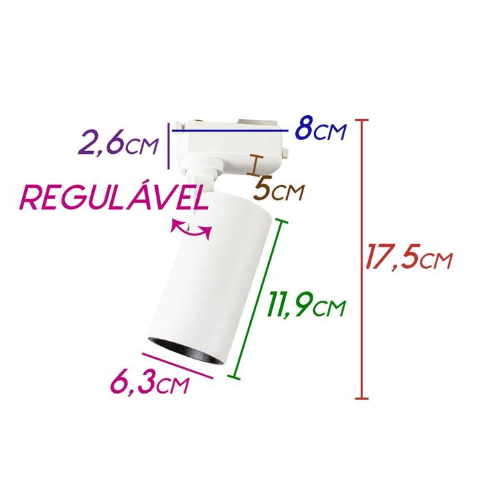 Spot para Trilho Eletrificado 12w Branco St1922-Starlumen-