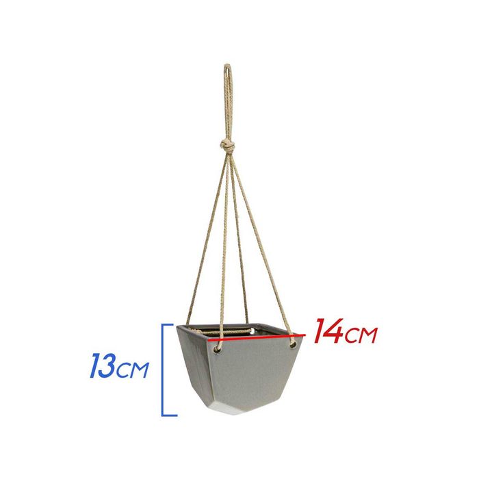 Vaso Suspenso Em Cerâmica P/ Parede C/ Alça De Corda TN0185 St1663