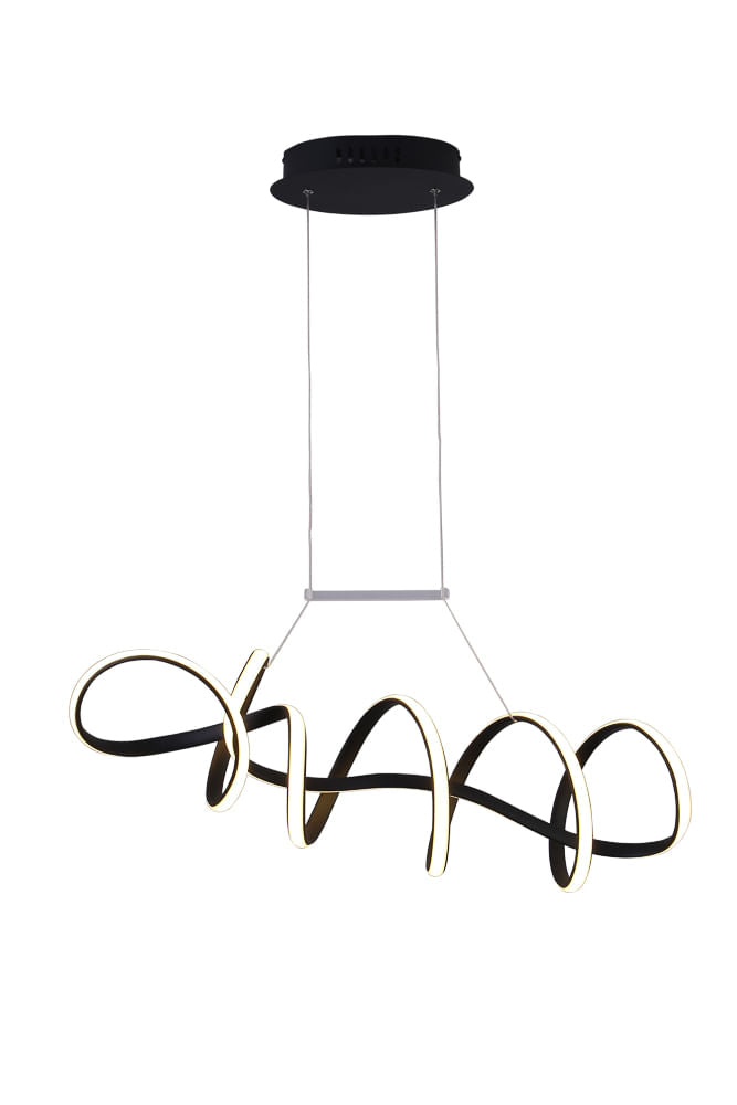 Pendente Zig Preto (c)84cm (l)22cm (a)21cm  1x35w 3000k 1800lm - TP003B - Bella Iluminação