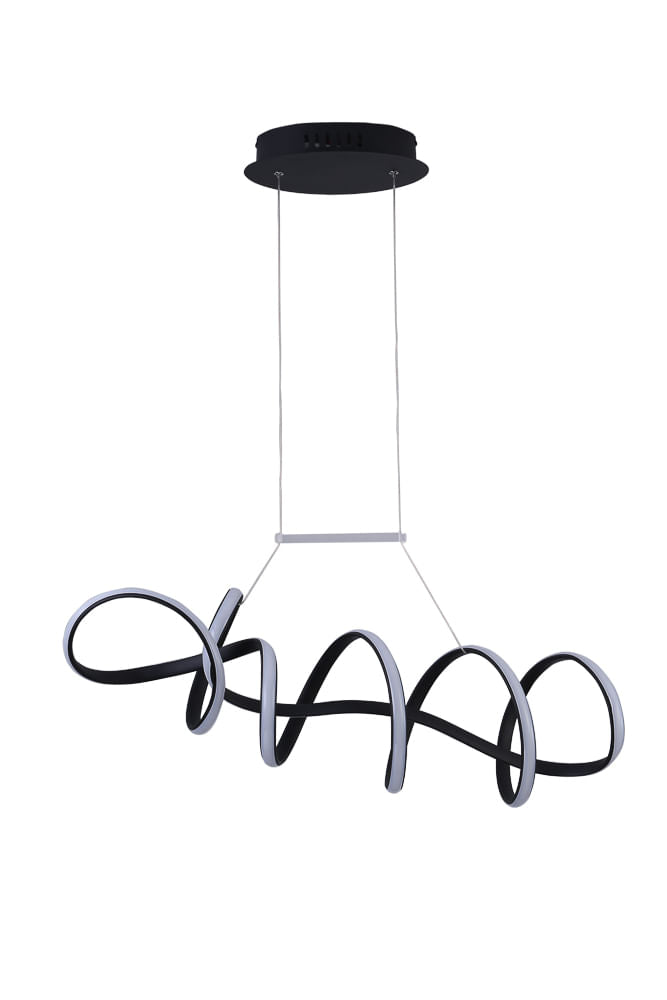 Pendente Zig Preto (c)84cm (l)22cm (a)21cm  1x35w 3000k 1800lm - TP003B - Bella Iluminação