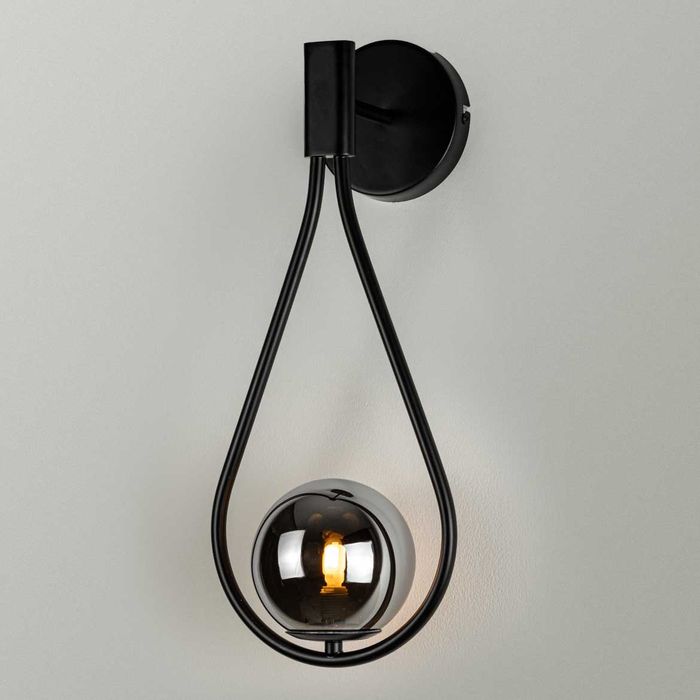 Arandela Pingo Preto e Globo de Vidro Cromo Negro TR002B Bella Iluminação ST2471