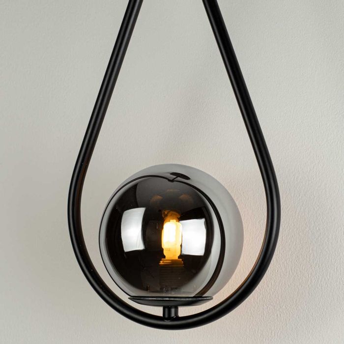 Arandela Pingo Preto e Globo de Vidro Cromo Negro TR002B Bella Iluminação ST2471