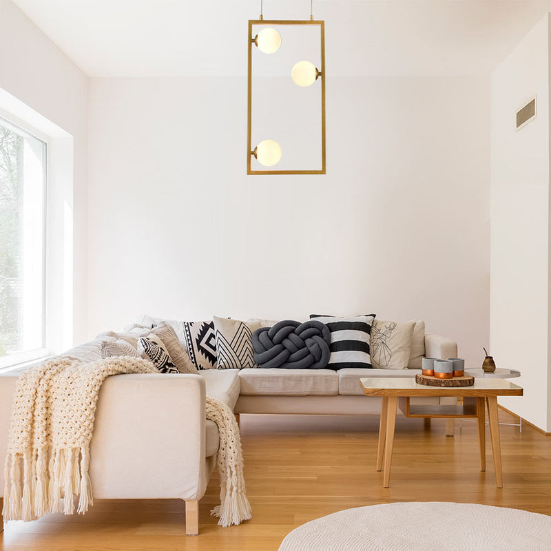 Pendente Balanço Dourado e Branco (d)30cm (a)60cm  3xg9 75w - TR004 - Bella Iluminação