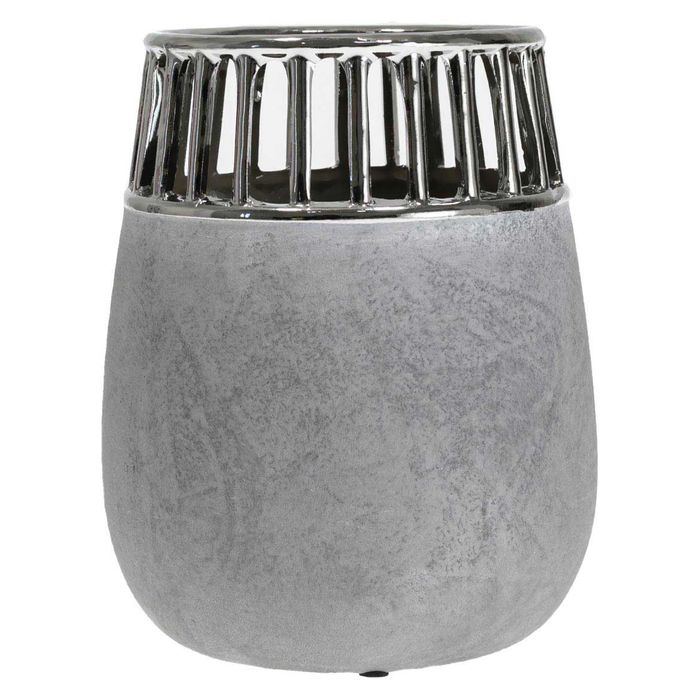 Vaso De Cerâmica Com Detalhe Em Metal Vh0044 St1674