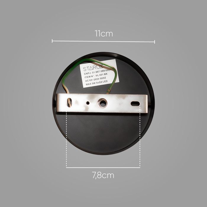 Pendente Akemi Preto Fosco VL001-BK 5 Cúpulas Vidro para G9 Starlux ST2551
