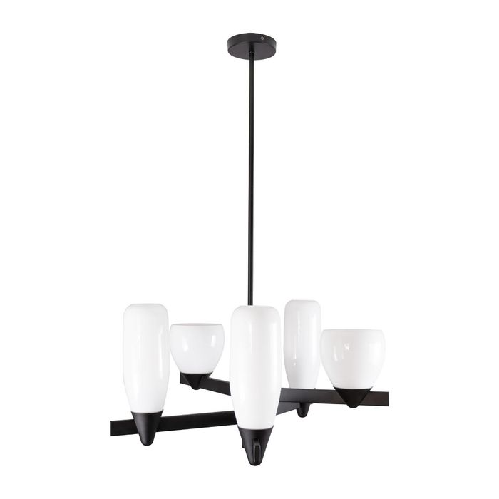 Pendente Akemi Preto Fosco VL001-BK 5 Cúpulas Vidro para G9 Starlux ST2551