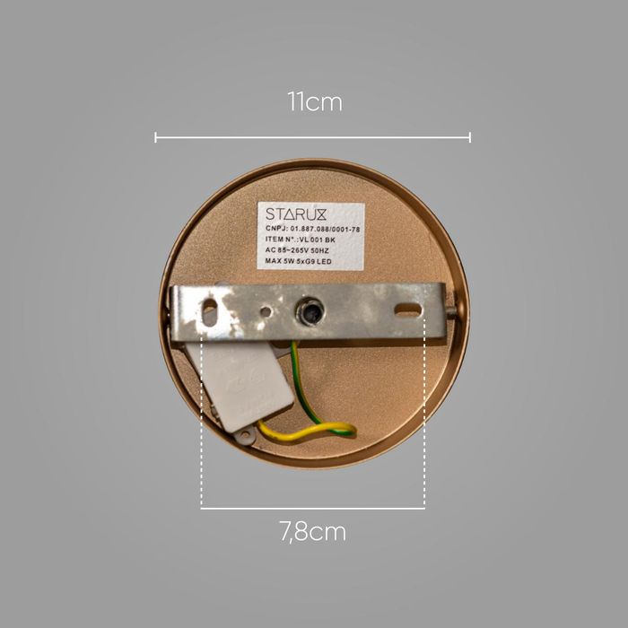 Pendente Akemi Ouro Fosco VL001-MG 5 Cúpulas Vidro para G9 Starlux ST2551
