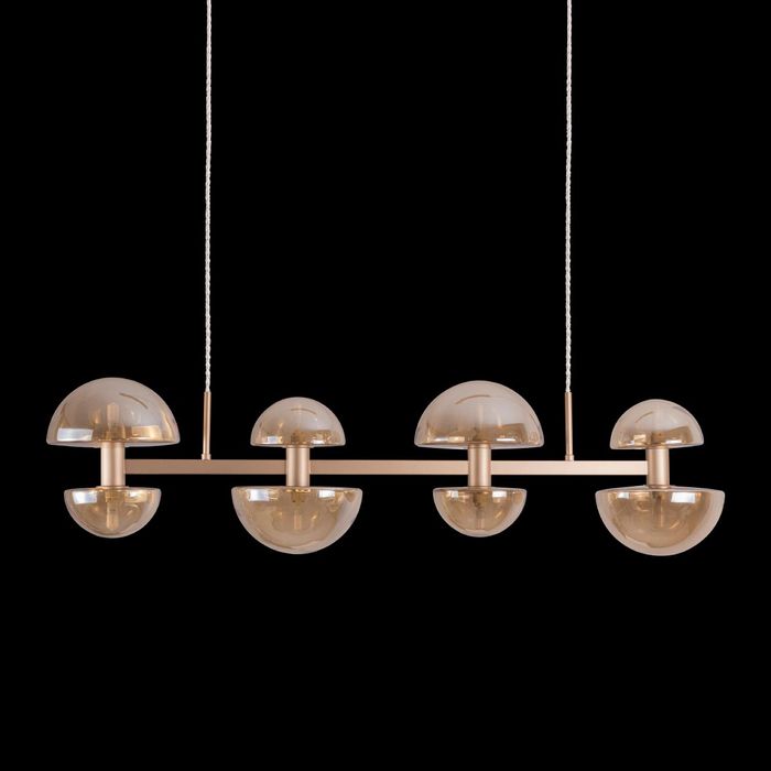 Pendente Artemis Ouro Fosco e Ambar Vidro VL002-AB 93cm para 8 G9 Starlux ST2541