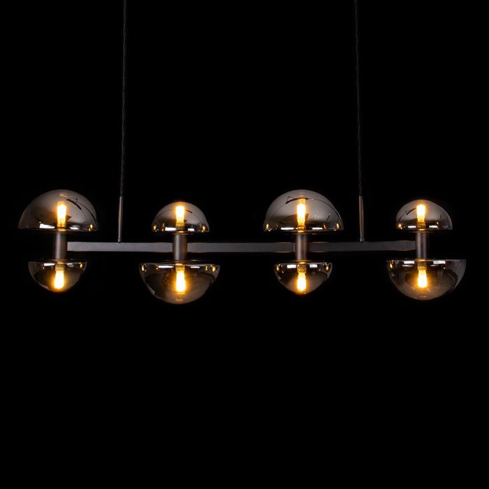 Pendente Artemis Preto Fosco e Smoky Vidro VL002-SKY 93cm para 8 G9 Starlux ST2541